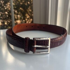 Polo by Ralph Lauren Brown Croc-Embossed Leather Belt